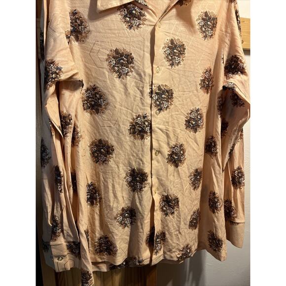 Maximo California Design Vintage Men's XL 17-17.5 Champagne Floral Button Shirt - Picture 6 of 11
